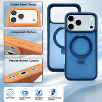 Coque de téléphone antichoc magnétique en TPU et PC avec support métallique rotatif à 360 degrés et chargement sans fil pour iPhone 18 17 16 15 14 Pro Max