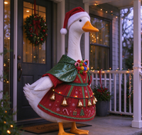 Ensemble de tenue de Noël pour oie de porche, robe rouge avec ornement lumineux en forme de bonbon, costume décoratif pour jardin et pelouse, pour grande statue d'oie