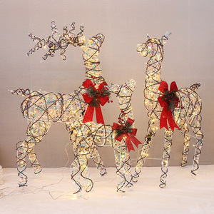 <b>Illuminated</b> Three Reindeer Set Large Christmas Decorations With Lights PVC Material - Product Image 2