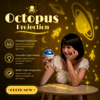Lampe de Projection USB Personnalisée Étoiles et Lune, Veilleuse Mini Octopus pour Chambre d'Enfant et Bébé, Lampe d'Ambiance Spatiale