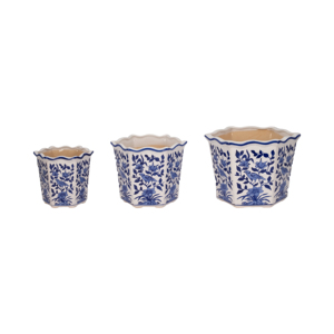 Vasi per Fiori in Stile Chinoiserie, Ceramica Stoneware con Design Floreale, per Uso Interno ed Esterno - Product Image 1