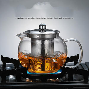 Teiera in vetro borosilicato da 600ml a prova di calore infusore in vetro trasparente <span class=keywords><strong>per</strong></span> birra a base di erbe caffè in foglie sciolte con infusore in acciaio inossidabile - Product Image 2