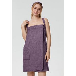 Serviette de bain enveloppante pour femme en tissu éponge, peignoir de spa avec sangles, bandeau facial, fermeture réglable, serviette de douche S-XL - Product Image 2