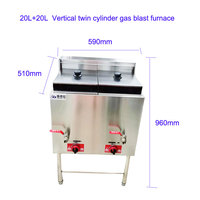 Friteuse à frites en acier inoxydable de type vertical 20L + 20L, 2 réservoirs, 2 paniers, friteuse électrique commerciale à croustilles