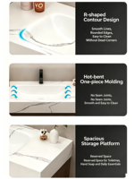Nouveau style : Meuble-lavabo de salle de bain avec vasque intégrée en pierre frittée courbée à chaud, ensemble meuble-lavabo et vasque pour salle de bain