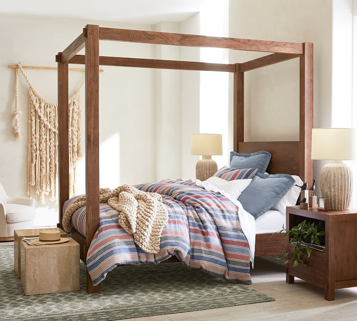 Home furniture American style wood bed living room farmhouse wood reclaimed teak canopy bed