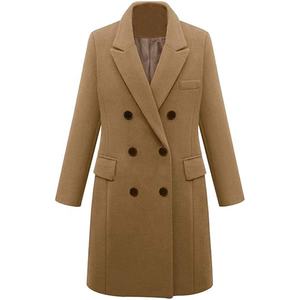 Manteaux d'Hiver Élégants Grande Taille <span class=keywords><strong>Femme</strong></span>, Pardessus en Laine Revers <span class=keywords><strong>Camel</strong></span>, <span class=keywords><strong>Manteau</strong></span> Long Coupe-Vent, Veste Noire 5XL - Product Image 5
