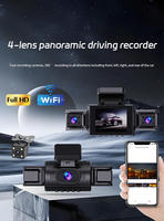 Caméra de tableau de bord 1080P à 4 objectifs, écran IPS de 2 pouces, multifonction, mode de stationnement 24 heures, 360° 1080P, vision nocturne, caméra DVR de voiture, best-seller