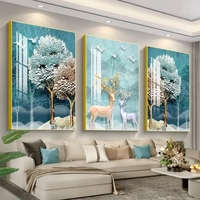 Peinture Murale Encadrée de Luxe Moderne en Gros, Paysage Classique Impression Numérique Cristal, Ensemble de 3 Pièces