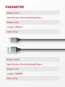 LDNIO Kabel Data Pengisian Daya Cepat, Kabel Data Pengisian Daya Cepat, Kabel USB, Kabel Data Pengisian Daya Cepat Tipe C Mikro