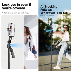 Trípode telescópico ajustable de 360 grados con seguimiento facial por IA C17, control por gestos, clip desmontable para teléfono y palo <span class=keywords><strong>selfie</strong></span>. - Product Image 5
