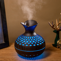 Diffuseur d'Arômes Humidificateur USB 300ML, Vase à Fleurs, Ultrasonique, Purificateur d'Air, Grain de Bois, Atomiseur d'Huiles Essentielles pour Voiture