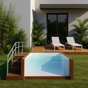 16X32 Profesional al aire libre de fibra de vidrio en el suelo Swim Spa Tanque de agua sin fin Instalación rápida Herramientas y accesorios para piscinas - Product Image 1