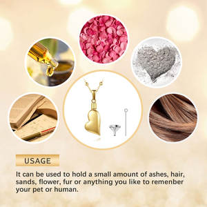 Merryshine สร้อยคอโกศสำหรับผู้ชายสร้อยคอสแตนเลสรูปหัวใจแอชสีทอง - Product Image 3