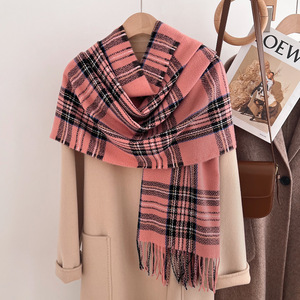 Festive Red Classic Plaid Check Scarf Thick Warm Winter Women Neck Warmer Muffler <b>Pashmina</b> <b>Shawls</b> Wraps Accessories - Product Image 4