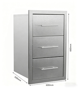 Armadio da <span class=keywords><strong>Cucina</strong></span> Speciale in Acciaio Inossidabile con Tre Cassetti, Montaggio a Parete per Uso Interno/Esterno, Facile da Aprire e Chiudere - Product Image 3