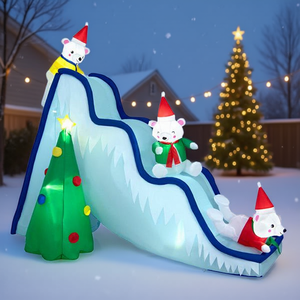 Decoración Navideña Inflable de Oso Polar con Tobogán de 9 Pies para Jardín, Decoración Festiva Iluminada para Exteriores - Product Image 2