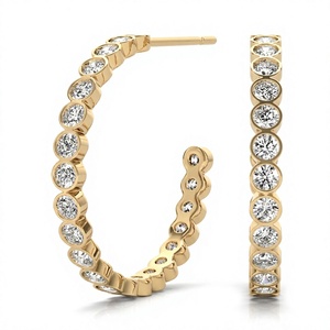 Pendientes de Aro de Lujo con Diamantes Redondos de Corte Brillante y Bisel Chapado en Oro de 18K/14K, Joyería Clásica para Novia, Regalo de Boda para Mujer - Product Image 2