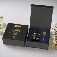Luxuriöse 250g 500g Schwarze Honiggläser aus Glas mit Individuell Bedruckten Etiketten und Schraubdeckeln – Manuka-Honig Geschenkverpackung Glasflaschen
