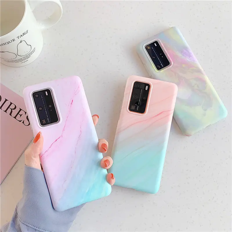 Coque souple en silicone pour Huawei, compatible modèles Mate 30, p40 lite, 20 Pro, Mate 30 Lite, motifs marbre