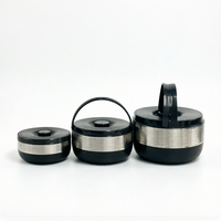 Ensemble de 3 chauffe-plats portables personnalisables avec logo, 2L, 5L, 9L, en acier inoxydable isolé, avec poignée