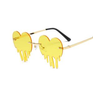 Nouvelles Lunettes de Soleil Sans Monture Tendance Européenne et Américaine, Cœur Personnalisé UV400, Orange avec Logo, <span class=keywords><strong>Film</strong></span> Océan Coloré, Effet Larmes, <span class=keywords><strong>Hommes</strong></span> Femmes - Product Image 4