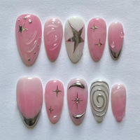 Vente en gros Nouveauté Moyenne Amande Carré 3D Fleur Faux Ongles Advanced Sense Oeil de Chat Acrylique Presse Française sur Ongles avec de la Colle