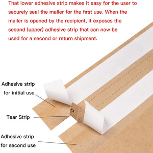 Sobre de cartón <span class=keywords><strong>Kraft</strong></span> rígido Mailer Tear Strip Flat Bottom Bag Sobre con fuelle para ropa - Product Image 2