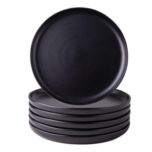 Wholesale Eco-Friendly Country Style Matt <b>Black</b> Ceramic Stoneware Dinner <b>Plates</b> Set 10.5" 8" Solid Pattern Customized Logo for - Product Image 1