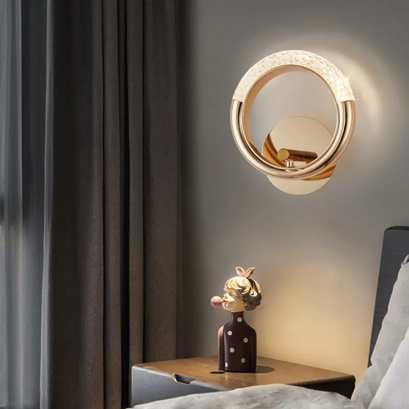 Modern Simple Acrylic LED Wall Lamp Gold Bedside Corridor Wall Lamp Iron Wall Light