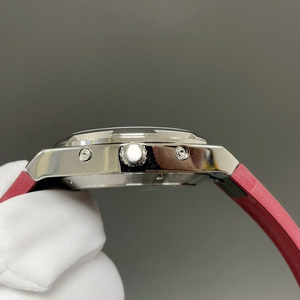 2026 New Arrival Stainless Steel Skeleton Automatic Watch Men <b>Red</b> Dial Perpetual Calendar Mechanical Watch With <b>Red</b> Rubber Strap - Product Image 4