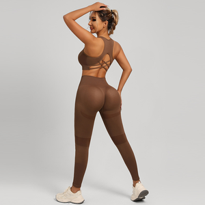Yoga Set Custom Tummy Control Sportswear Set <b>Cross</b> Back Yoga <b>Tops</b> Scrunch Butt Workout Leggings Women's Yoga Clothes - Product Image 4
