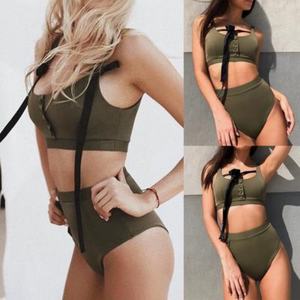 Conjunto de Bikini de 2 Piezas OUTPACE para Mujer, Sexy, de un Solo Hombro, con Push-Up y Tanga, en Spandex/Poliéster de Secado Rápido, Traje de Baño Personalizado - Product Image 3