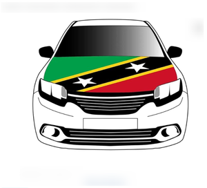 Housse de capot de voiture avec drapeau des Îles Sainte-Kitts et Nevis, en tissu élastique lavable, bannière de capot de voiture personnalisée - Product Image 1