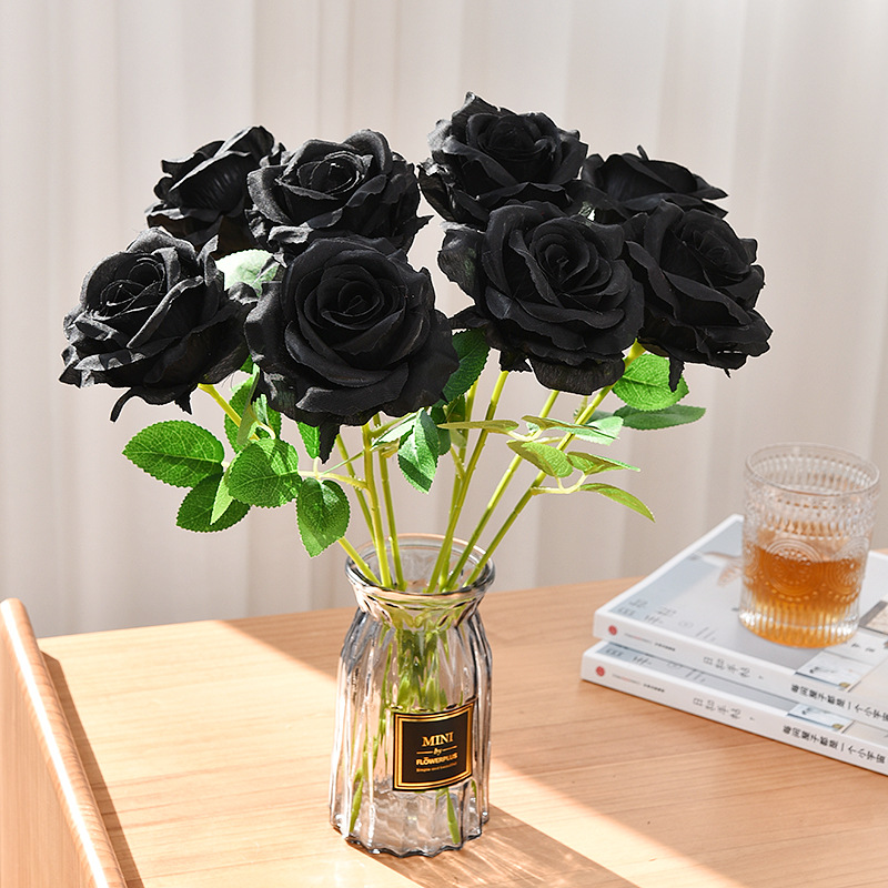 O-X412 Grohandels preis Diy knstliche schwarze Rosen Kpfe echte  Berhrung Seide knstliche schwarze Rose Blume fr Begrbnis dekoration|  Alibaba.com