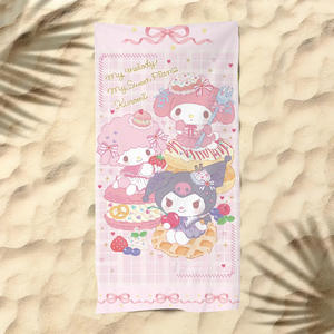 Serviettes et couvertures Kawaii KT Cat, serviettes de plage en microfibre douces et mignonnes, absorbantes, séchage rapide, sans sable, pour la piscine - Product Image 1