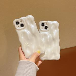 Funda Minimalista Etérea Color Blanco Perla con Burbujas Onduladas para iPhone 17 16 15 14 13 12 11 Pro Max - Product Image 5