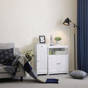 Home Cottage Tenture murale montée <span class=keywords><strong>placard</strong></span> blanc flottant MDF bois <span class=keywords><strong>toilette</strong></span> rangement salle de bain armoire avec porte-serviettes - Product Image 4