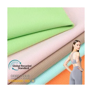 Stock en gros de haute qualité 4 voies stretch nylon spandex tissu tricoté côtelé pour vêtements de sport