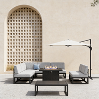 Ensemble de mobilier de patio modulable en aluminium, luxe moderne, résistant aux intempéries, avec sièges profonds, pour jardin, terrasse, balcon, véranda