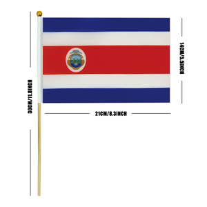Venta al por mayor 14*21cm <span class=keywords><strong>Costa</strong></span> Rica mano ondeando banderín bandera gran oferta países globales con varilla de madera - Product Image 2