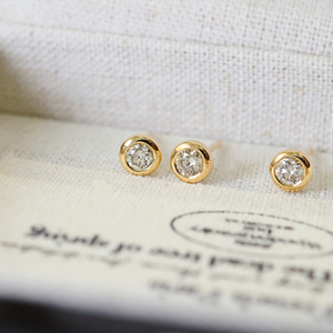 Aazuo Fine Jewelry 18K Solid Yellow Gold Real Natural Diamond Classic Round <b>Bubble</b> Stud Earring Gift For Ladies & <b>Kid</b> Daily Wear - Product Image 3