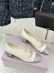 Zapatos Jimmy de Mujer, Alta Calidad, Diseño Moderno, Color Beige Mate, Tacón Bajo, Textura Premium, Cómodos y Transpirables - Product Image 3