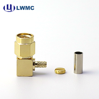 Connecteur RF LWMC SMA Mâle Coudé Droit à Sertir pour Câble RG316 1.60 Max Plaqué Or Commande en Gros