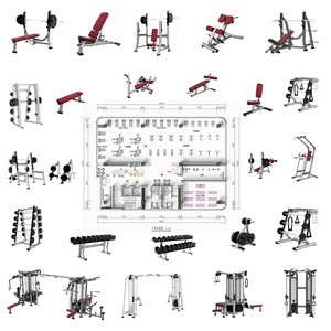 <span class=keywords><strong>Poulie</strong></span> double réglable en acier de haute qualité avec pile de poids de 117 kg pour un entraînement complet du corps efficace à usage commercial - Product Image 2