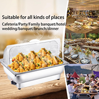Set Pemanas Makanan Buffet Listrik Stainless Steel dengan Temperatur Dapat Diatur, Peralatan Restoran Komersial Grosir