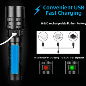 High Power Hunting Camping Compact LED Flashlight <b>USB</b> Rechargeable Waterproof Remote Pressure <b>Switch</b> and Color Filters - Product Image 5