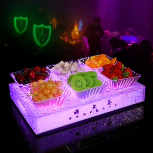 Bandeja de frutas iluminada de acero inoxidable con 4 o 6 compartimentos, estante rectangular para aperitivos de bar, para juego de bar. - Product Image 3