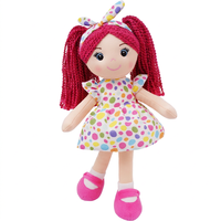 Poupée en peluche de 16 pouces, rembourrée en coton PP, jouet en peluche doux, poupée en tissu pour fille, robe à pois, pour cadeau et jeu