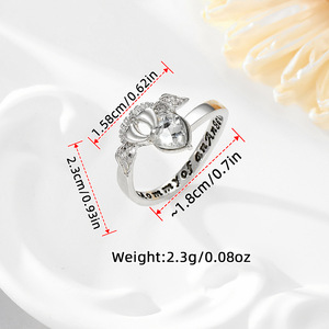 Anillo Mom Angel para mujer, forma de corazón, joyería grabada en plata, regalo, anillos de moda - Product Image 2